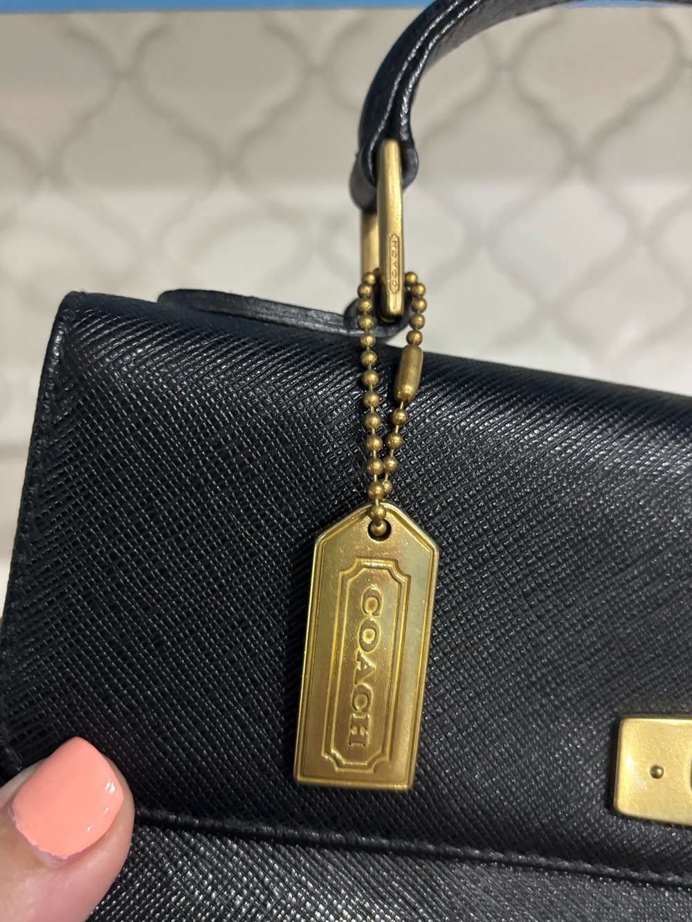 Coach 1999 Gramercy 7006 Italy cross grain black Kelly style top handle bag - Picture 10 of 11
